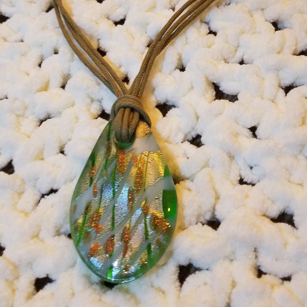 Italian Glass & Leather Necklace